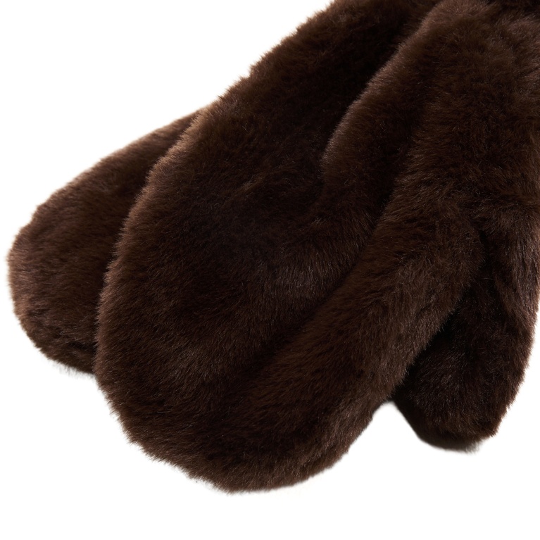 Faux fur mittens "Fideli Thumb" Brown